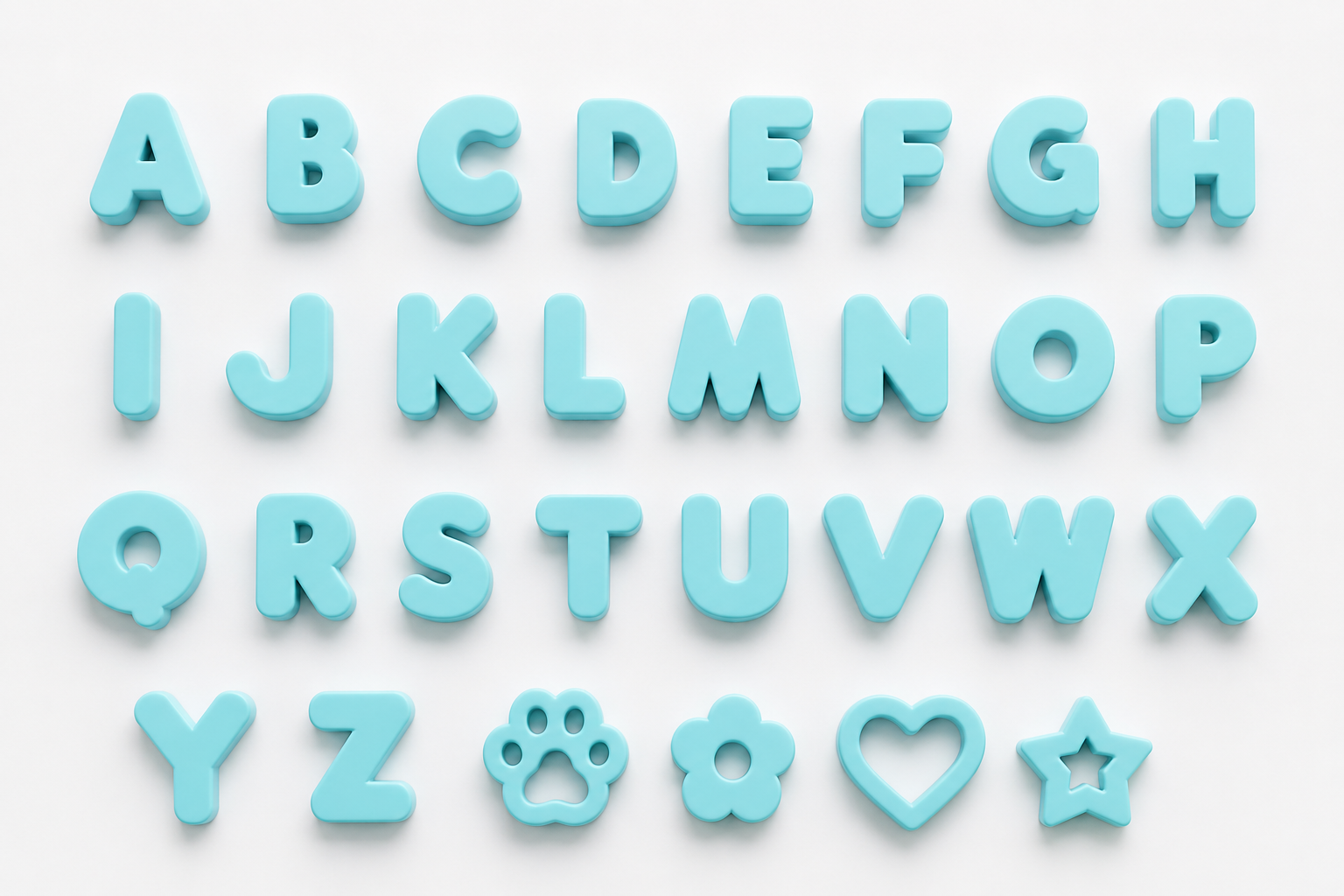 Silicone Letters - BLUE